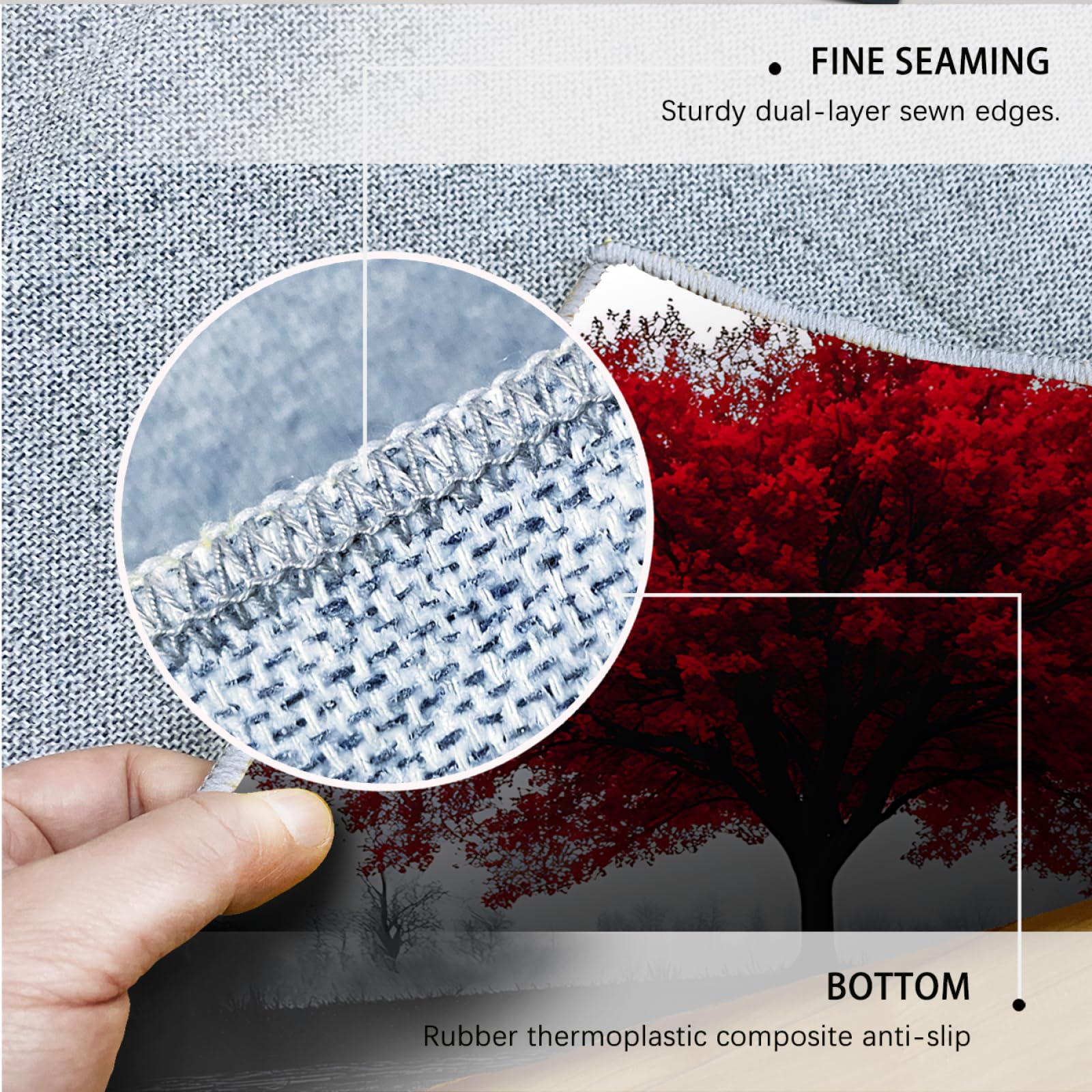 Tappeti per l'area delle ninfee Tappeto sottile per laghetto di riflessione dell'acero rosso per soggiorno Camera da letto Spa Yoga Room Tappetino antiscivolo per porta d'ingresso 100 x 200 cm