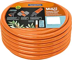 Mangueira Super Flex Tramontina Com Engates Rosqueados E Esguicho Em Pvc Laranja 30 M