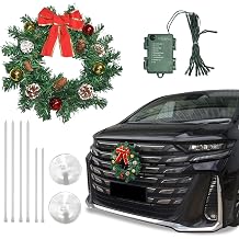 Lighted Christmas Car Wreath for Front Grille