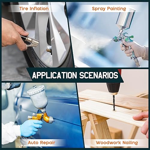 Miniatura 8 de Albott Compresor de aire a gas de 6.5 HP, tanque horizontal de 20 galones con ruedas 10.7CFMMax 115PSI, 196cc motor Loncin bomba de pistón impulsada