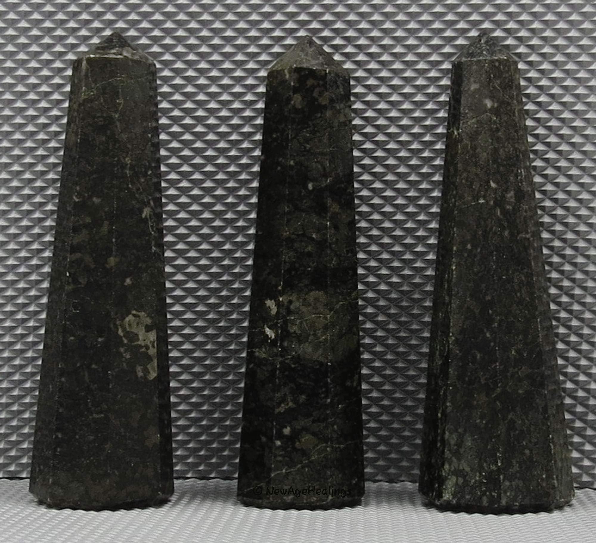 Amazing Gemstone Nuummite Crystal Towers ~ Natural Healing Crystal Point Obelisk for Reiki Healing and Crystal Grid (3" to 4" INCH)