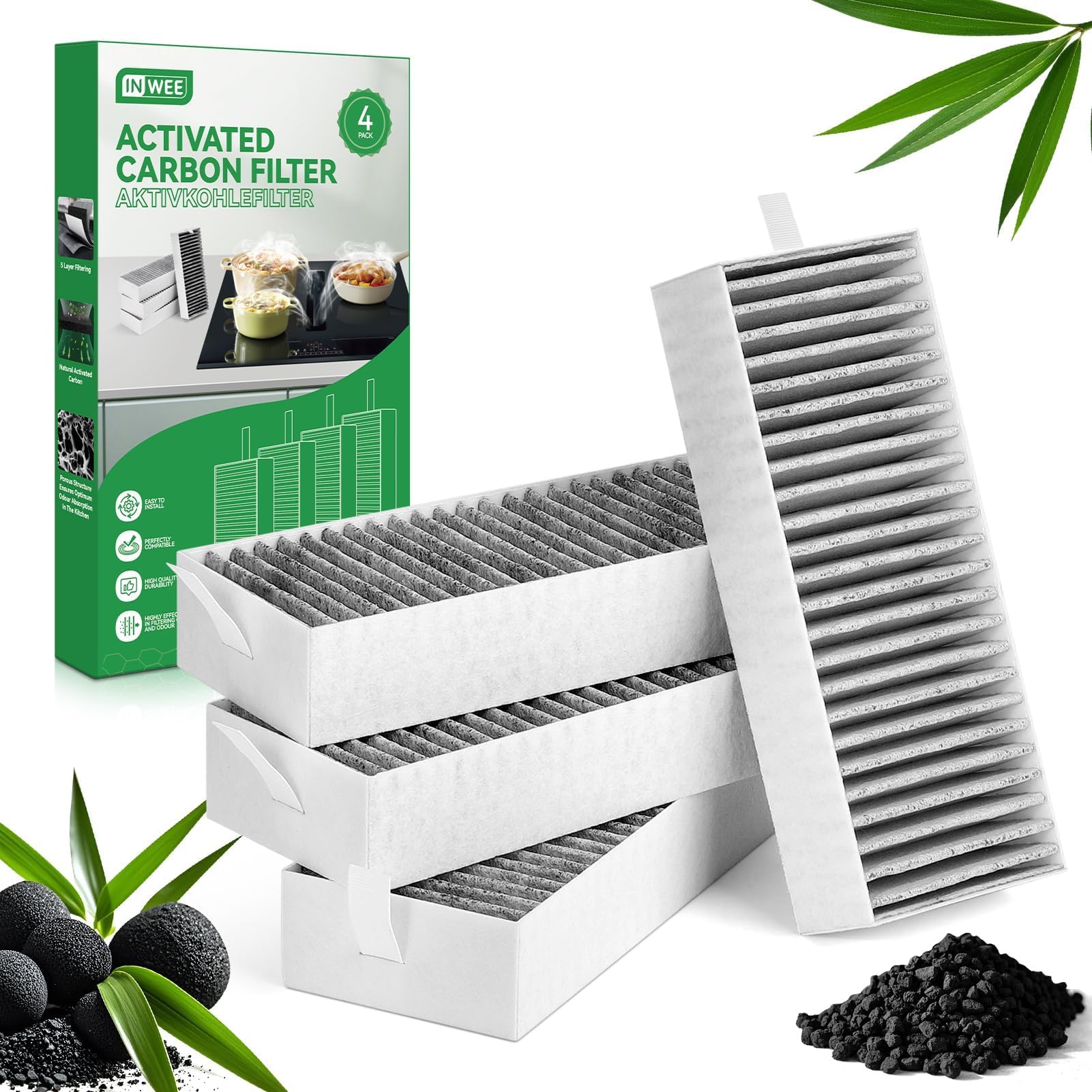4 filtrów z węglem aktywnym do okapu kuchennego HZ9VRCR0 17004796/ Bosch HEZ9VRCR0 17004805/ Neff Z821VR0 17004806/ Gaggenau CA282111/Constructa CZ9VRCR0, Filtr wymienny