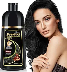 KAISASA Xampu Tintura Preto 3 em 1 – Shampoo Instantâneo 500ml, Com Ingredientes Herbais, Cobre Cabelos Brancos em Minutos, Para Homens e Mulheres