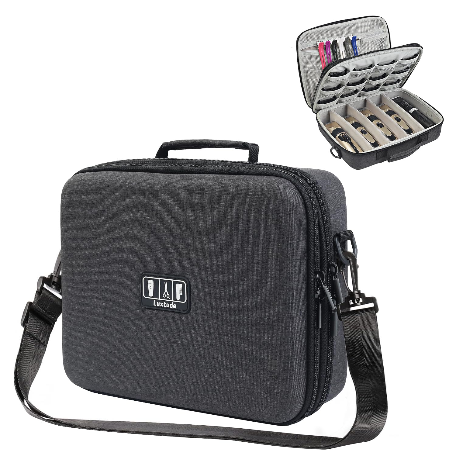 Luxtude Große Friseurtasche, Friseurbeutel für Schermaschinen und Zubehör, große Haarschneidemaschine für Reisen, Schermaschine und Trimmerkoffer, Friseurzubehör für Wahl 5Star/Hatteker/Oneisal/Andis