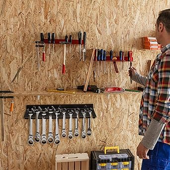 PARFCO Tool Holder Wall Spanner Holder Carbon Steel Tool Holder Wall Black Tool Wall Mount with Screws and Expansion Tubes for Garages Workshops and Workbenches