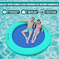 Vista 3 de Water Hammock Inflatable Floating Dock, Round Floating Ring Lake Floats for Adults, Heavy Duty Pool Float Raft for Ocean and Lake, 6FT/8FT/10FT