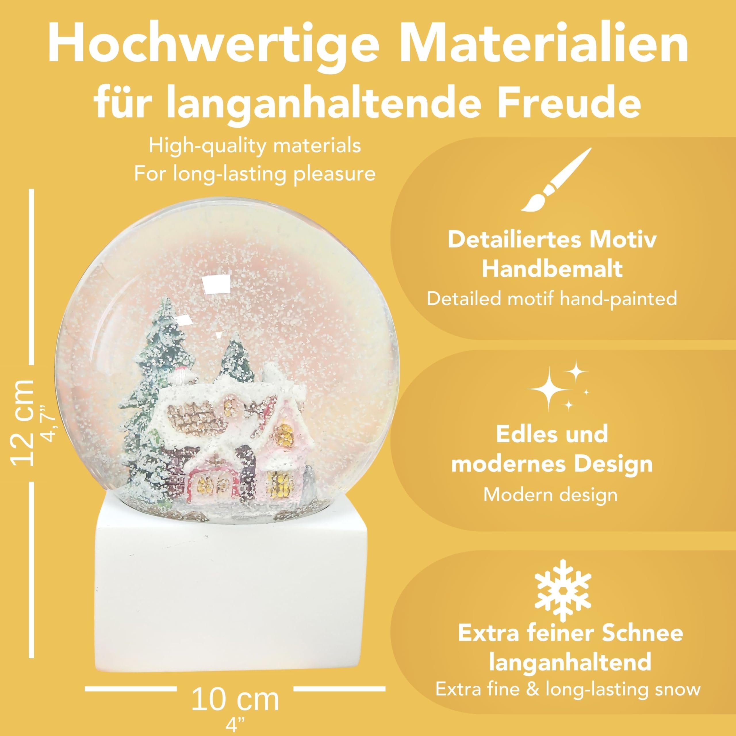 Schneekugel Zuckerbäckerhaus, Sockel weiß eck, Pure-Line, Durchmesser 100mm Schüttelkugel, 20128