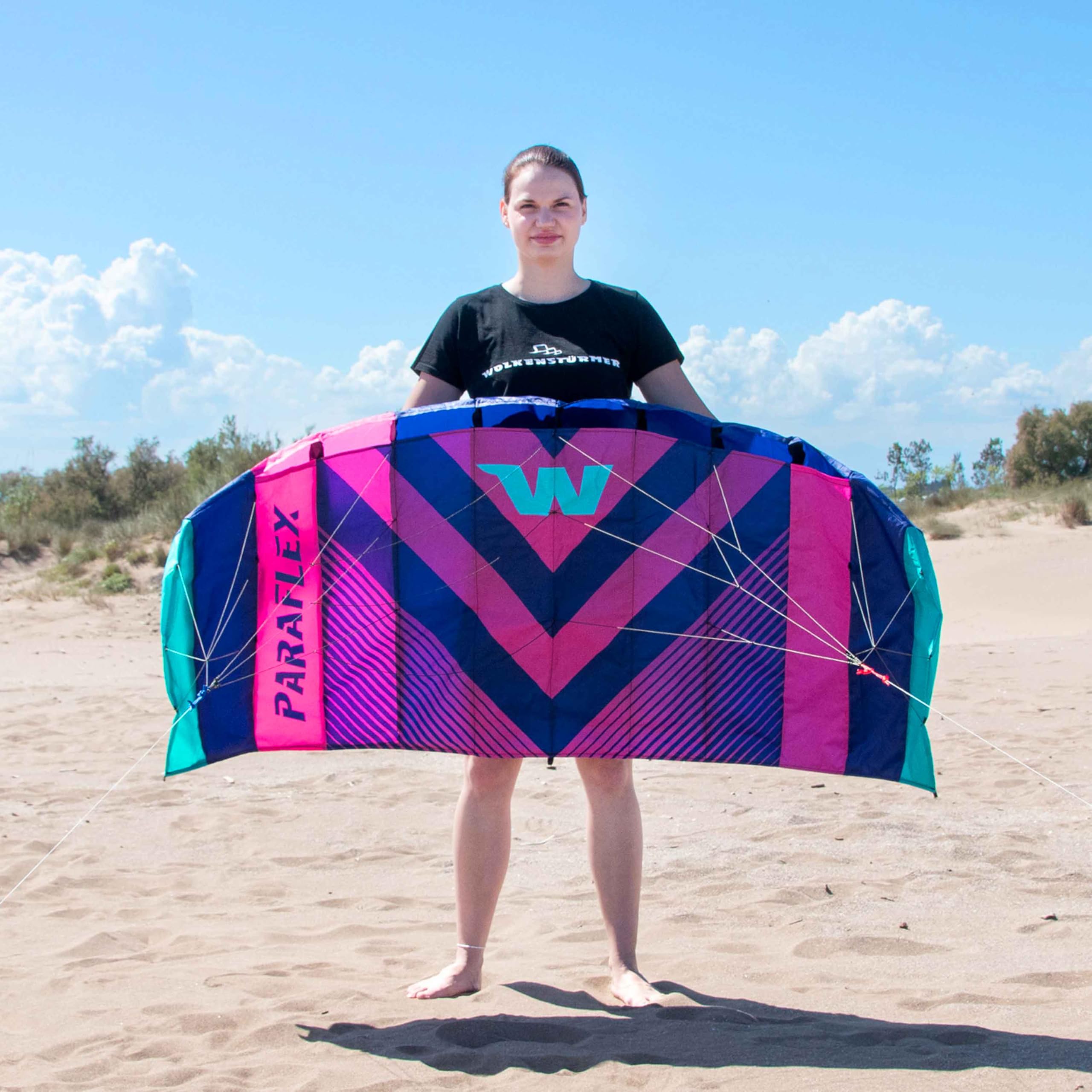 Wolkenstürmer Paraflex Sport 1.7 Kite, Azul - Alfombra de dirección con líneas Resistentes a la Rotura