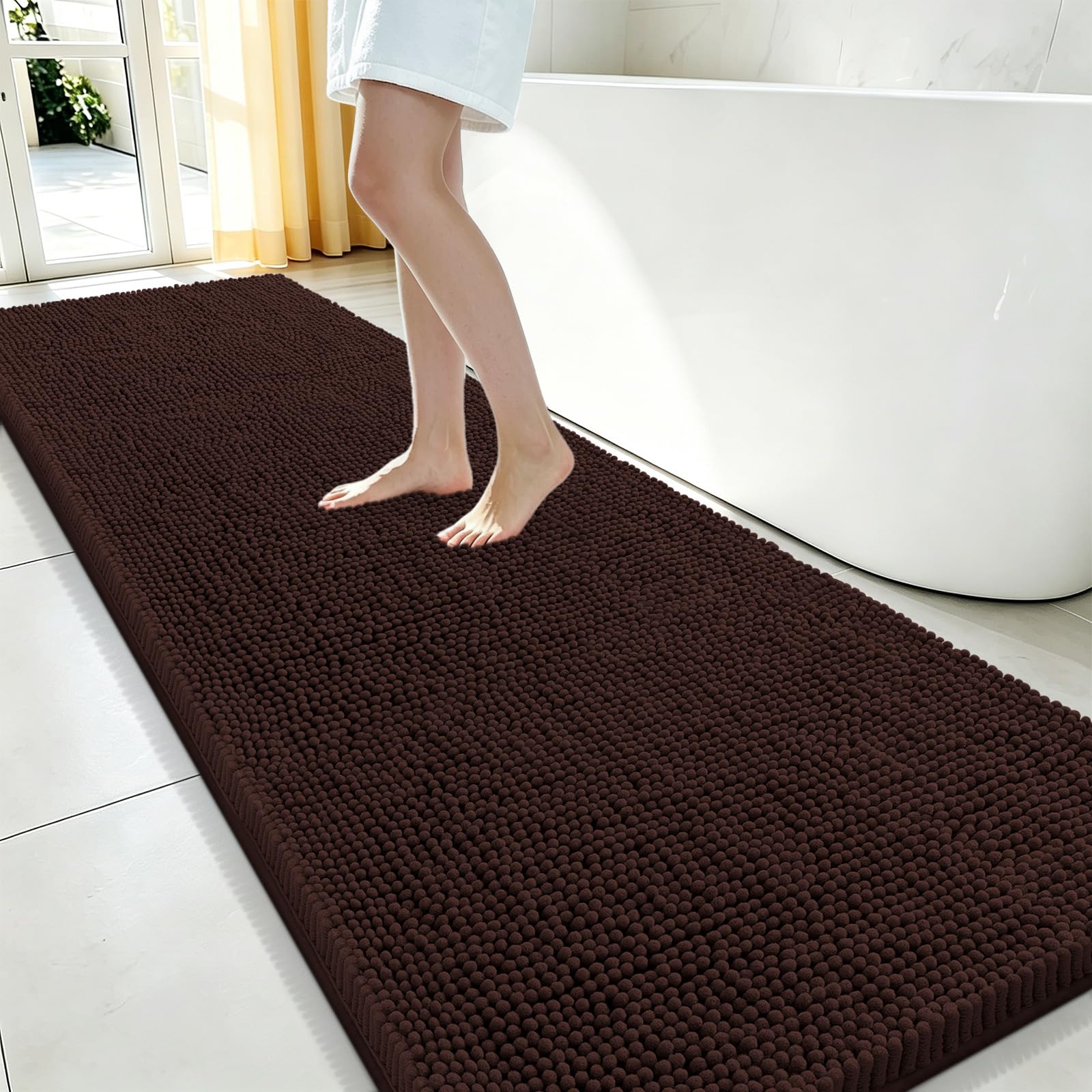 Smiry Bathroom Rugs 59X24, Luxury Chenille Extra Soft Absorbent Bath Mat