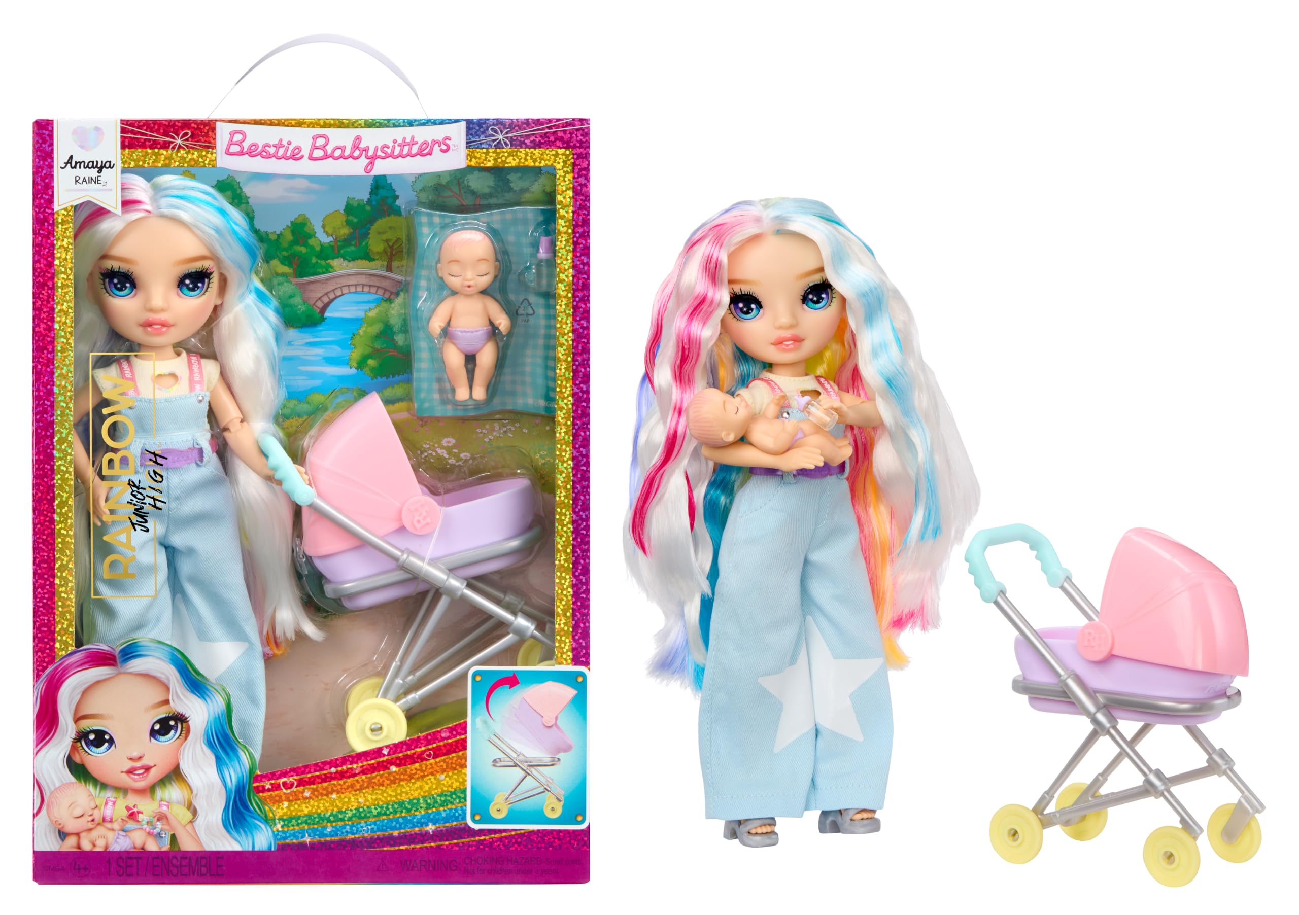 Rainbow High Jr. High Bestie Babysitters – Amaya Raine, 23cm Fashion Doll
