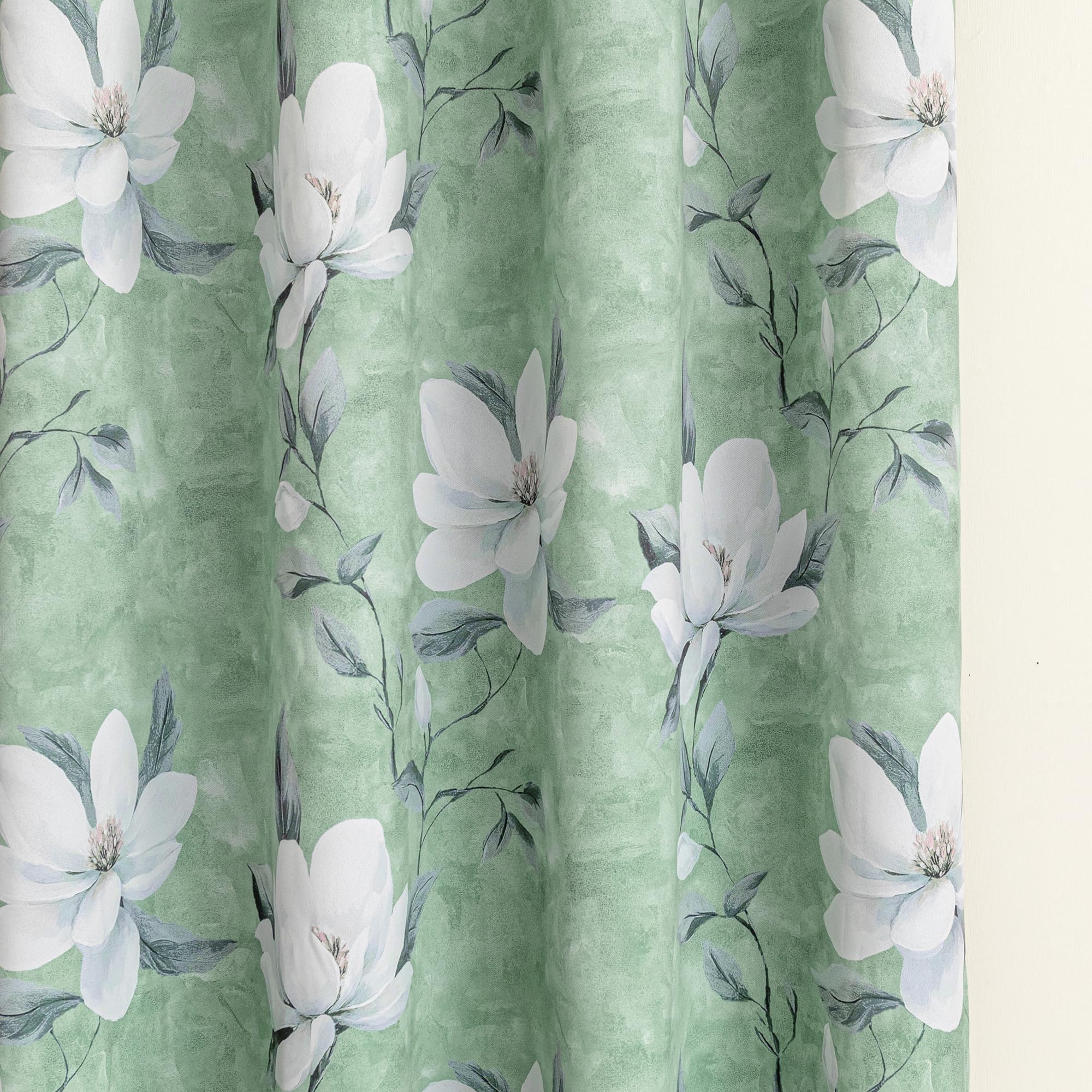 MYSKY HOME Floral 95% Sage Green Blackout Curtains 63 Inches Long 2 Panels