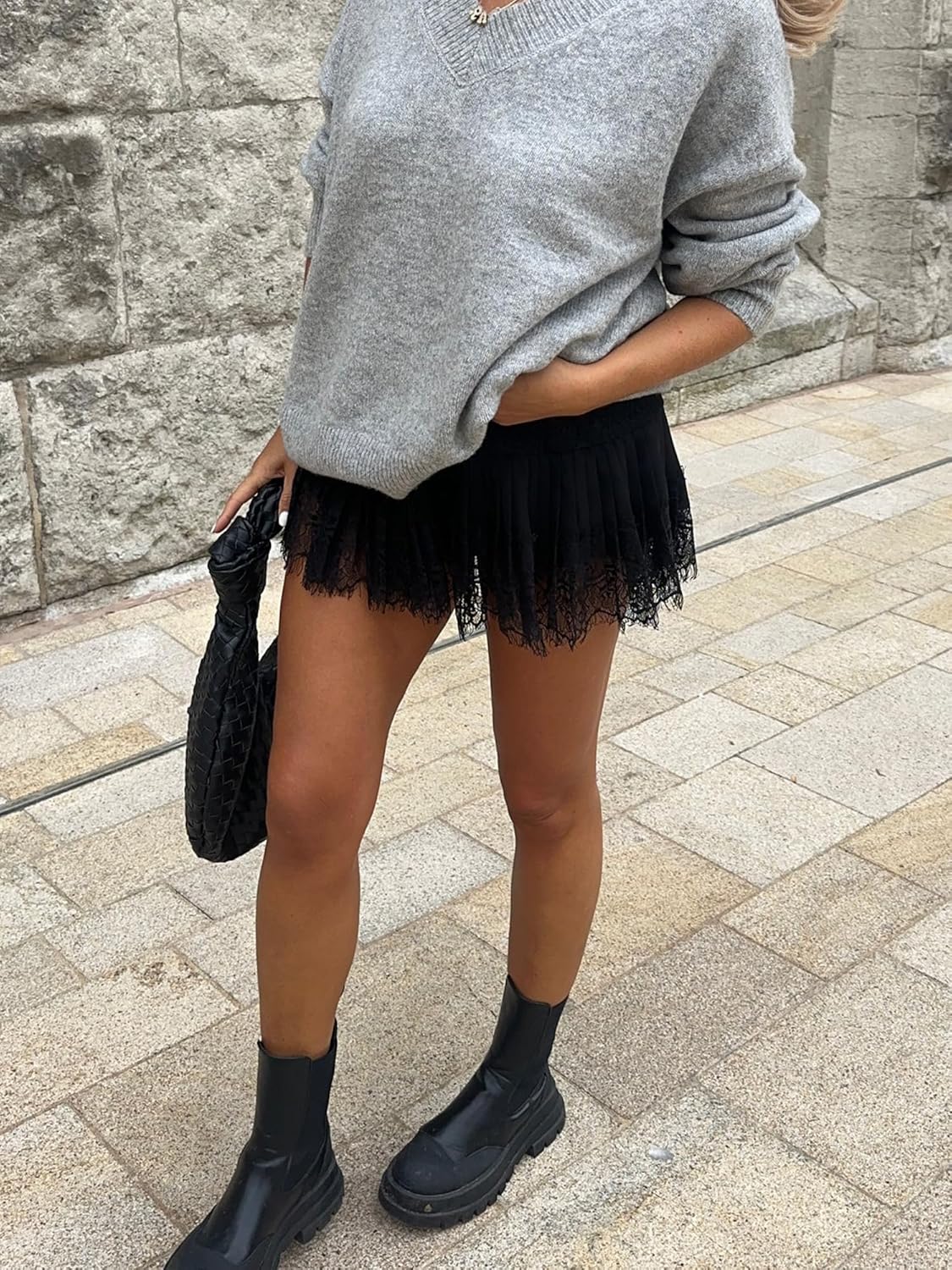 Sunloudy Women Lace Half Slip Skirt Elastic Low Waist Ruffle Pleated Underskirt Layered Flowy Mini Short Streetwear - Image 5