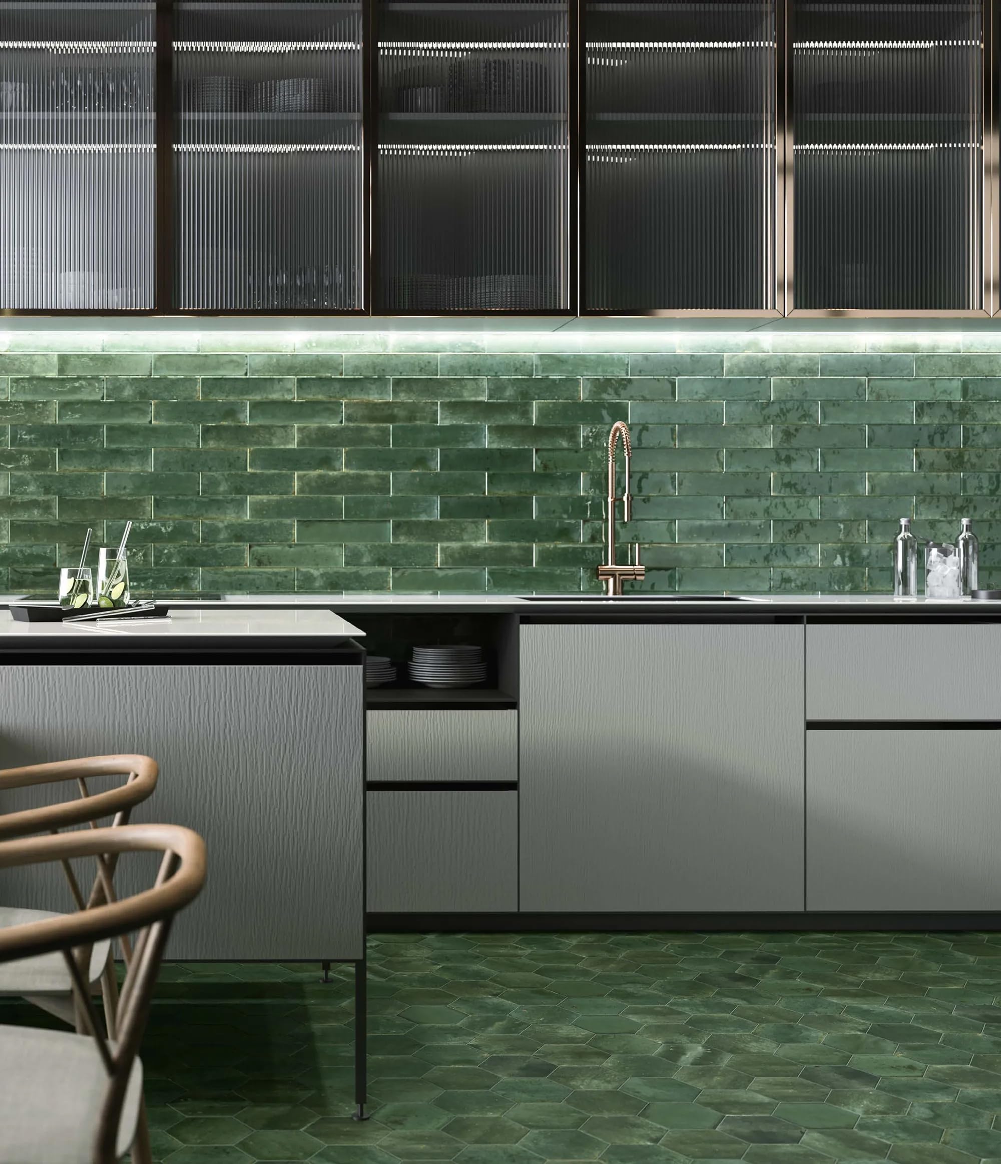 Hope Olive Green Glosy Wall Tile 75mm x 300mm (44, Olive)