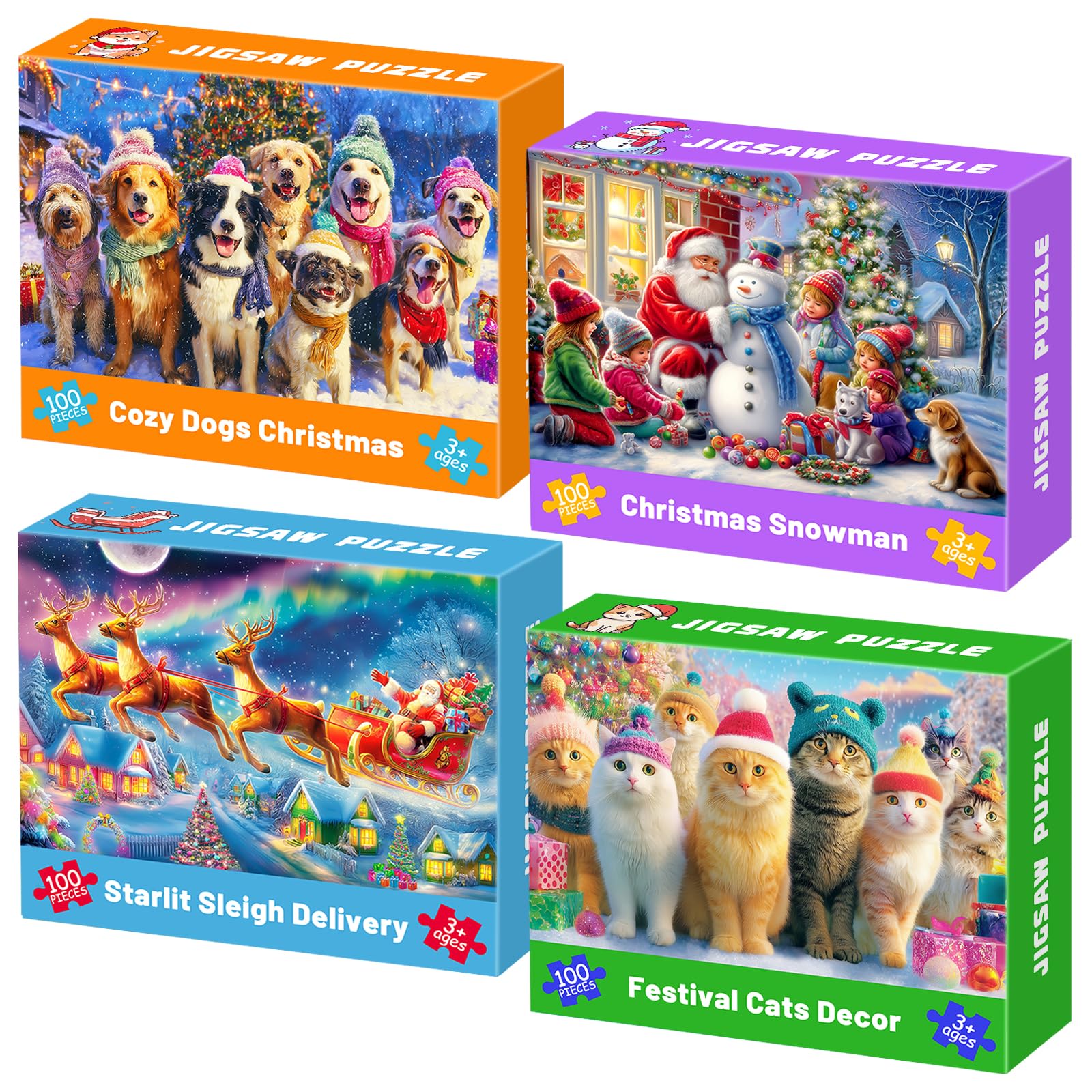 Amazon.com: 100 Piece Christmas Puzzles for Kids Ages 4-6, 4 Pack