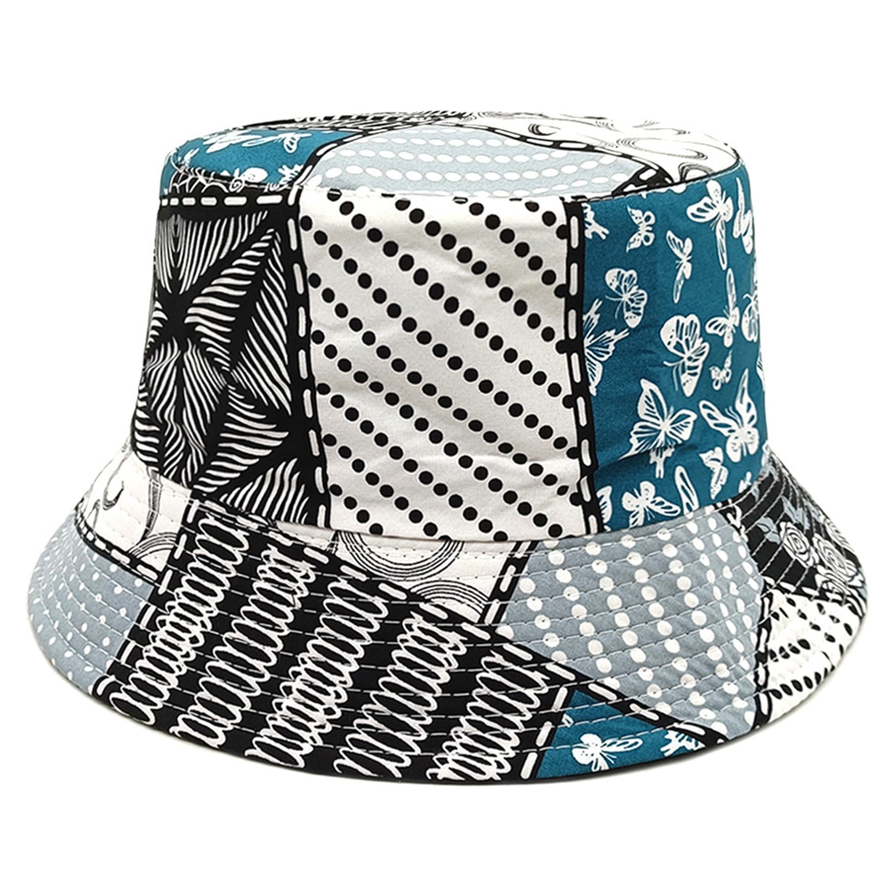 Feng Shui， Chapeaux de Seau pour Femmes - Chapeau de Seau de pêcheur d'extérieur d'été Pliable réversible Chapeau de Seau de Soleil de Plage en Coton pour Les Adolescents