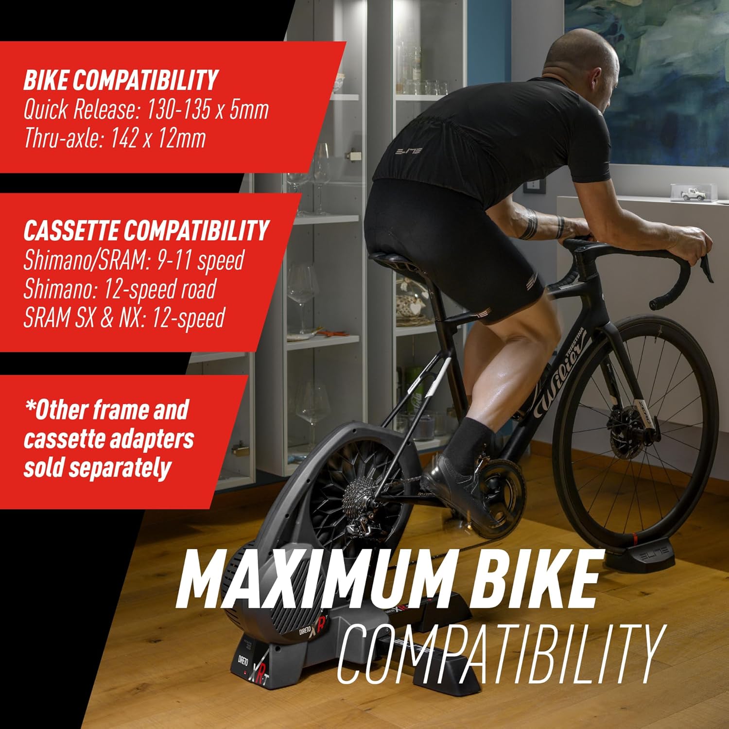 Elite Direto XR Interactive Smart Trainer – Available in Standard or Zwift Cog and Click Bundle – Direct Drive Turbo Trainer for Indoor Cycling