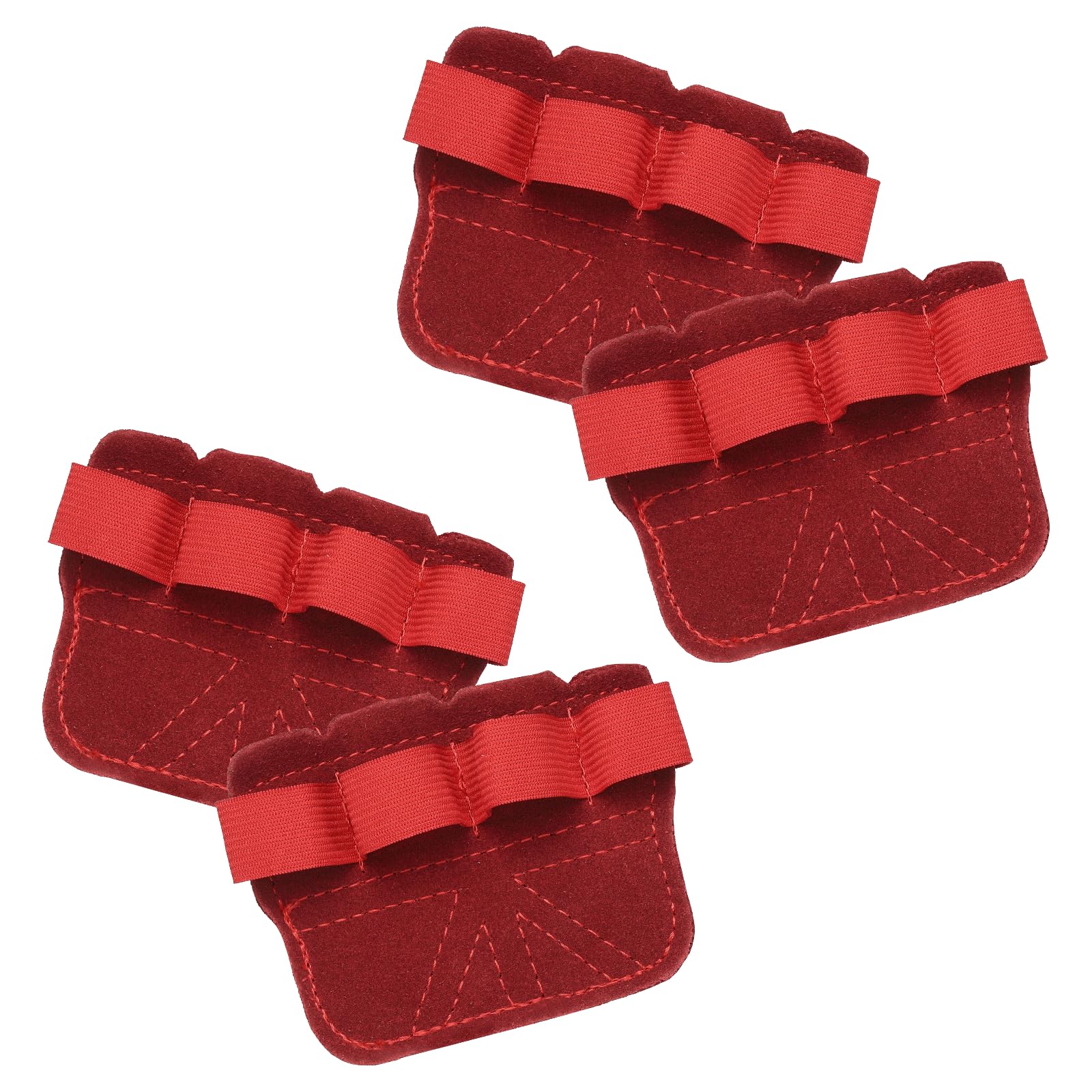 YELARXI Anti-Slip Workout Grip Pads, Lifting Grips Pads Weight Gloves for Men Women,4 Pack & Cowhide & Red - Fitting for (Weightlifting/Deadlift/Pull-Up/Gym Training/Yoga)