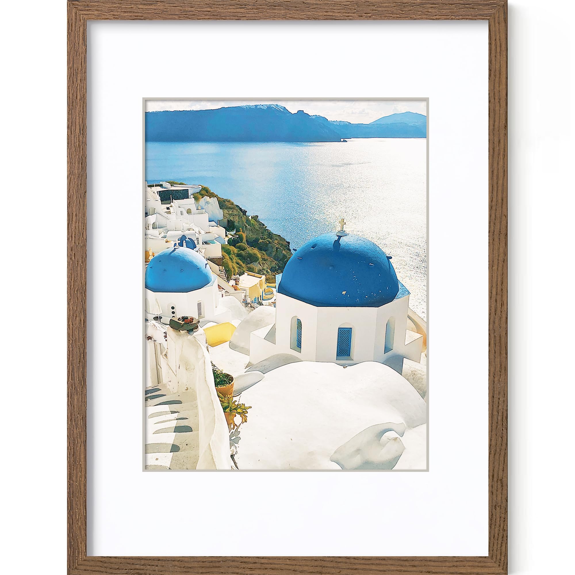 Axeman 12x16 Picture Frame with Mat for 8.5x11, Solid Oak Wood Frame w/Tempered Real Glass, Wooden Certificate Document Frame Horizontal and Vertical Formats for Wall with Wall Hook Included, Walnut