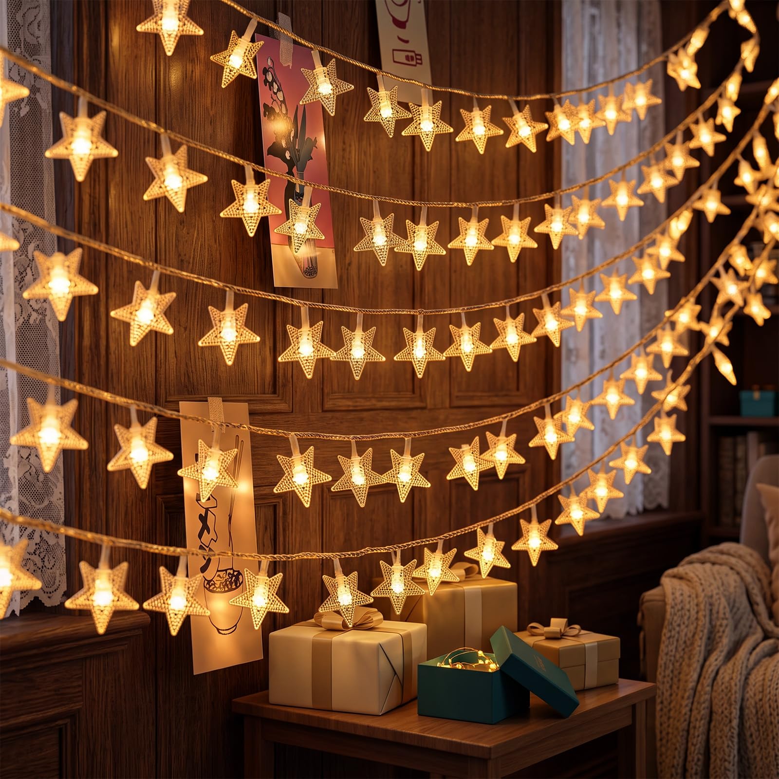 ANBET 10M Star Fairy String Lights, 80 LED Battery Operated Lights with Flash Modes (not Battery)