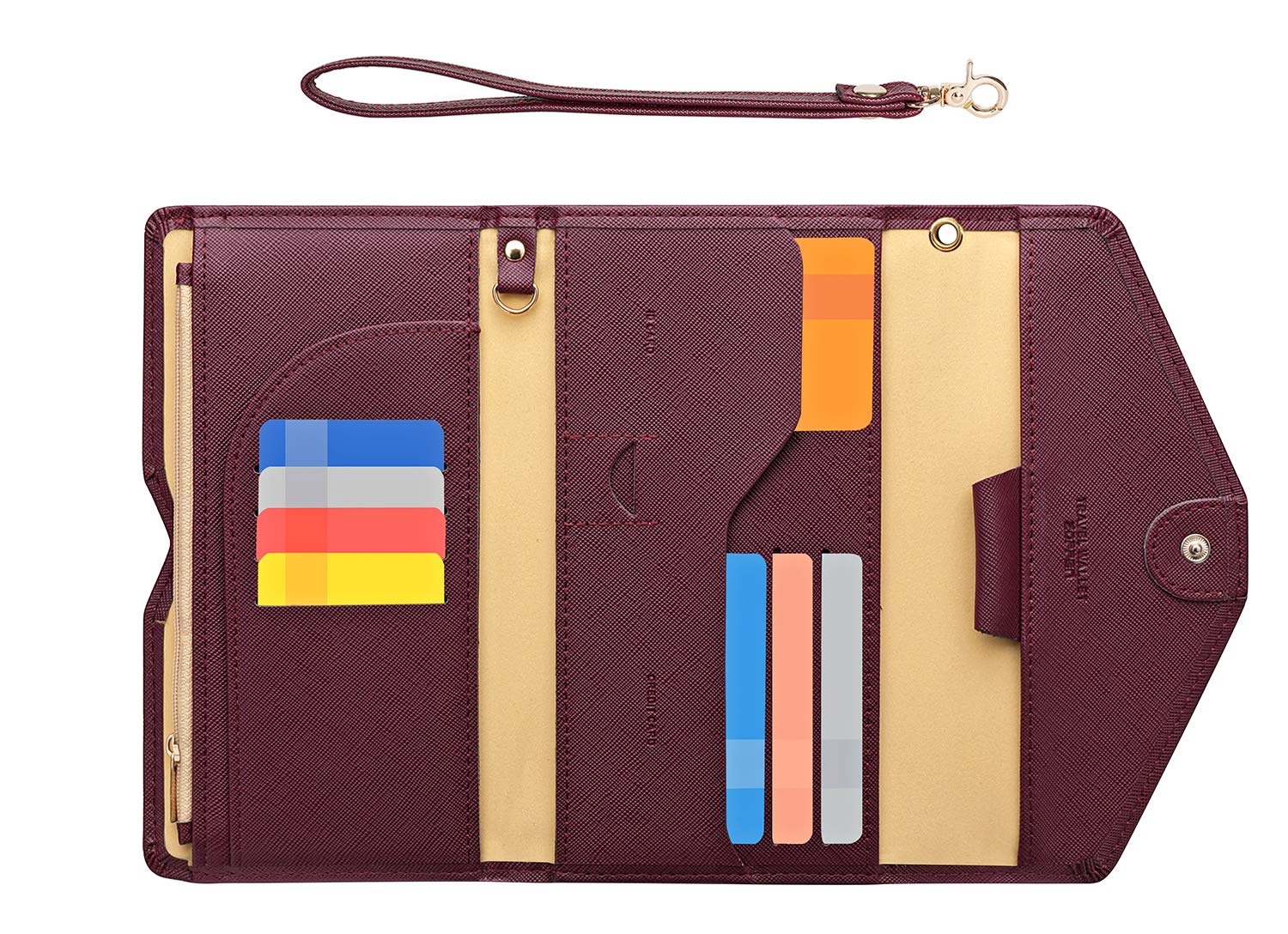 ZOPPEN Passport Holder Women Travel Wallet (Ver.5) for Women Rfid Blocking Passport Cover Case Document Organizer Wrist Strap