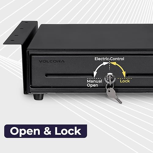 Miniatura 6 de Cajón de caja registradora con soporte de metal para montaje debajo del mostrador cajón de efectivo negro de 13 pulgadas para POS bandeja de Negro