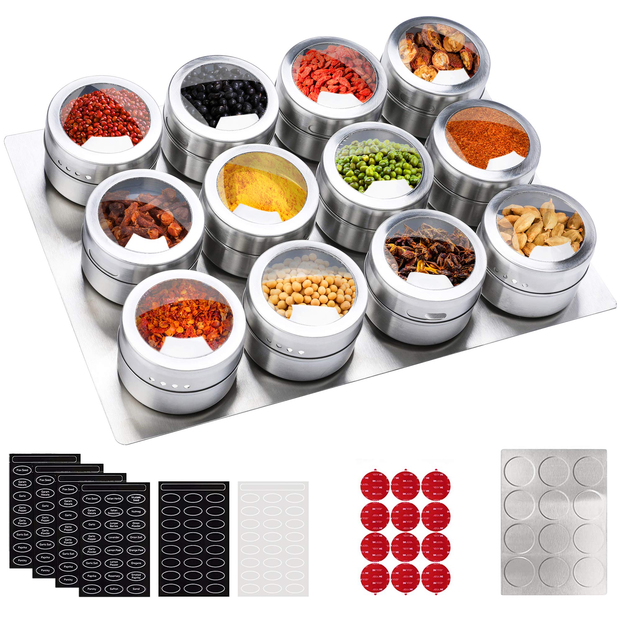 Buy ILEBYGO Spice Tins 12pcs Stainless Steel Spice Jars with