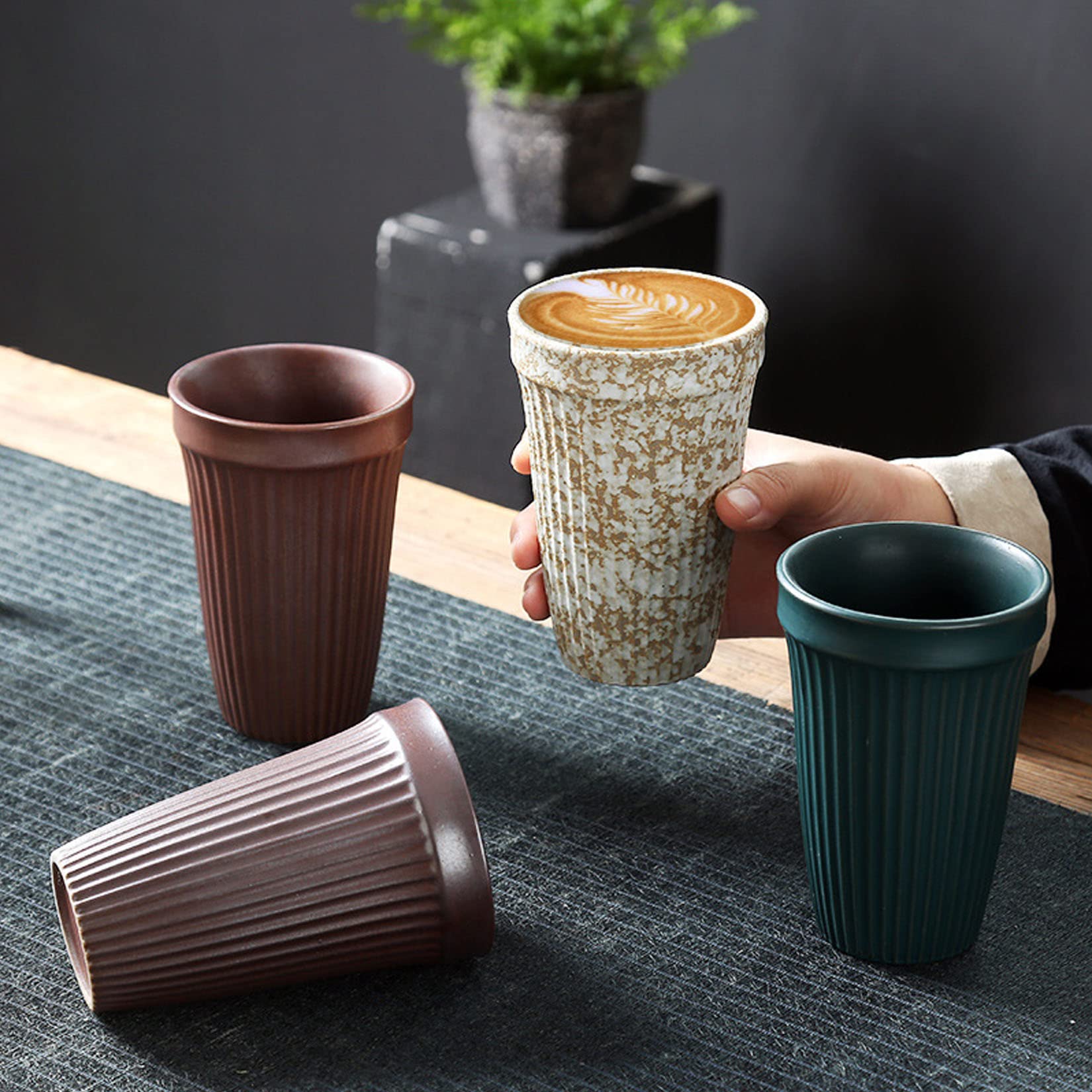 Tazza da caffè in Ceramica, Manico Comodo, Fondo Antiscivolo, può Contenere caffè, Latte, Bevande,B