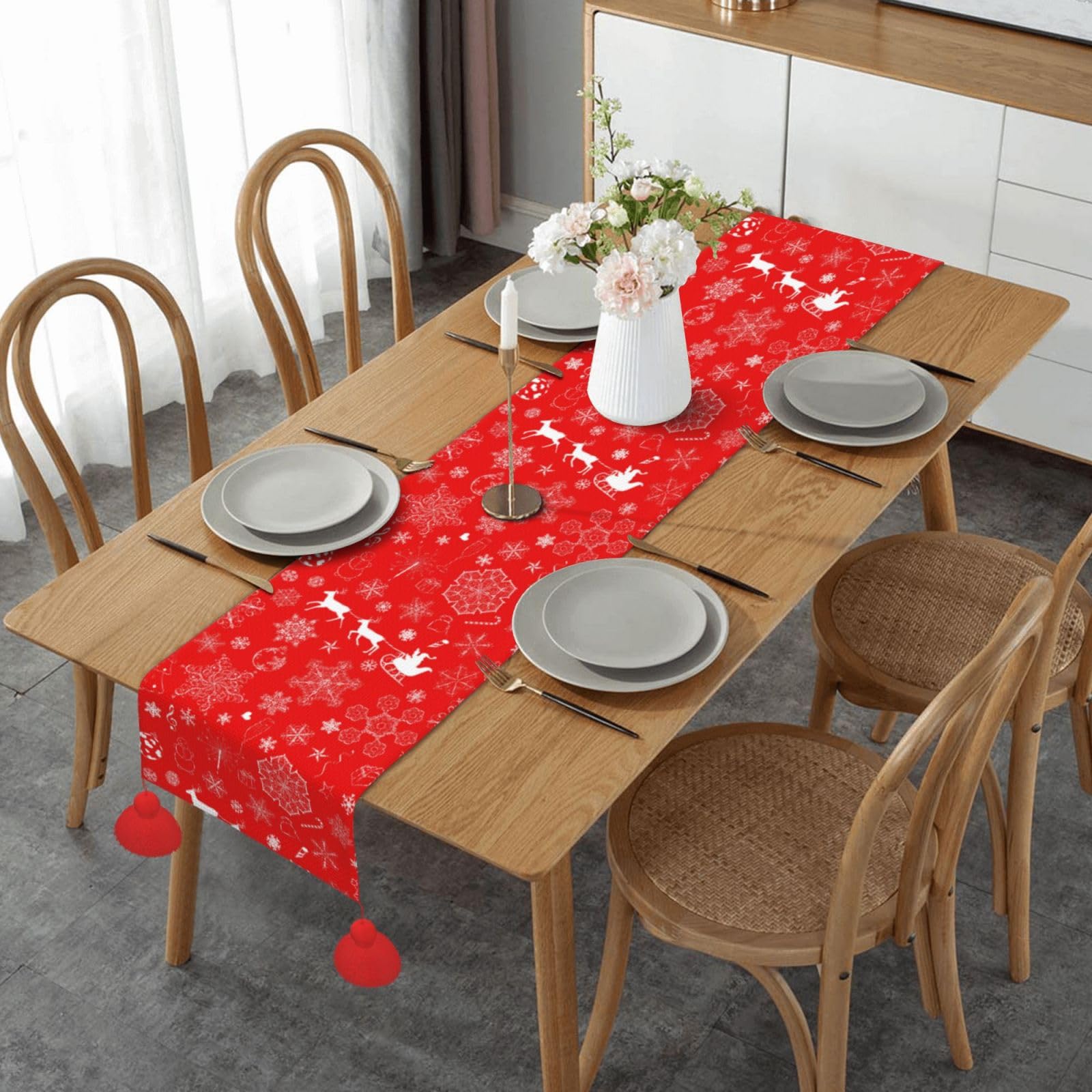 Chemin de table antidérapant rouge pour protéger et sublimer votre mobilier