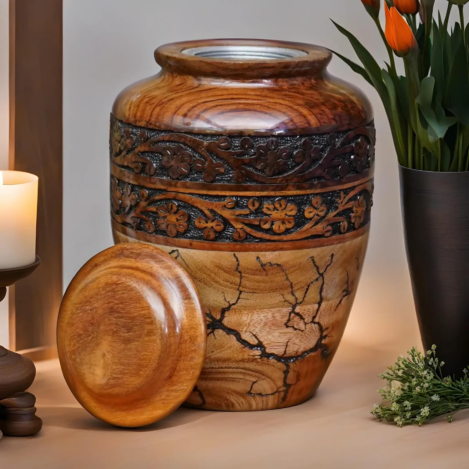 Urn for Human Ashes Large Wooden urn for Cremation Adult urn Box for Ashes Personalized Wooden urn Burial urn for Funeral Wood Box Ashes for Human Ashes. (No Personalised, Small 65 LBS)