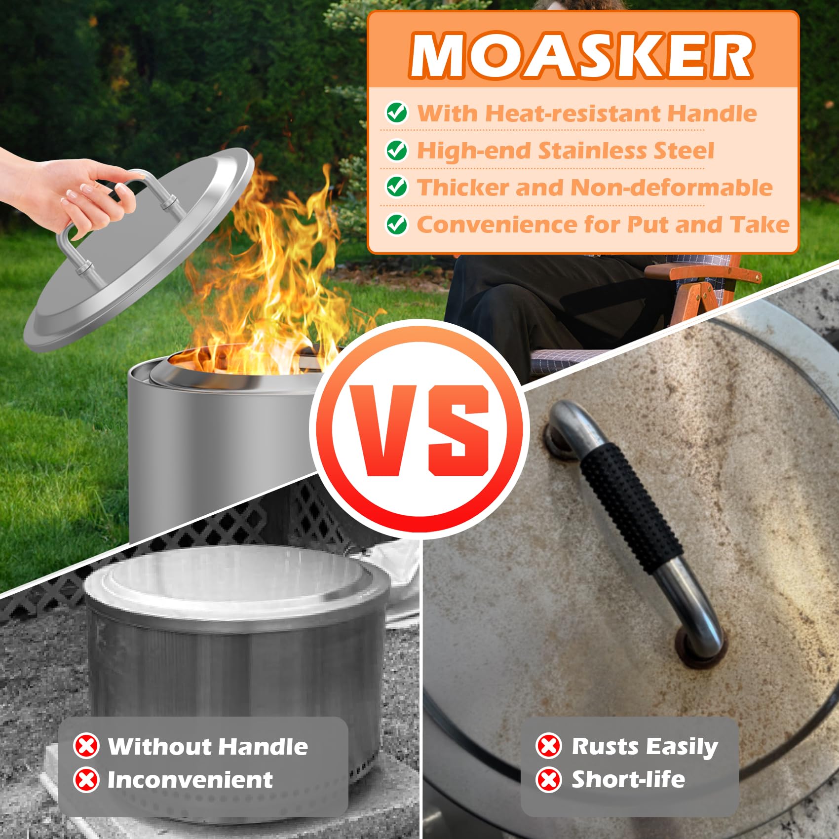 Amazon.co.jp: MOASKER ファイヤーピット蓋 ソロストーブレンジャー用