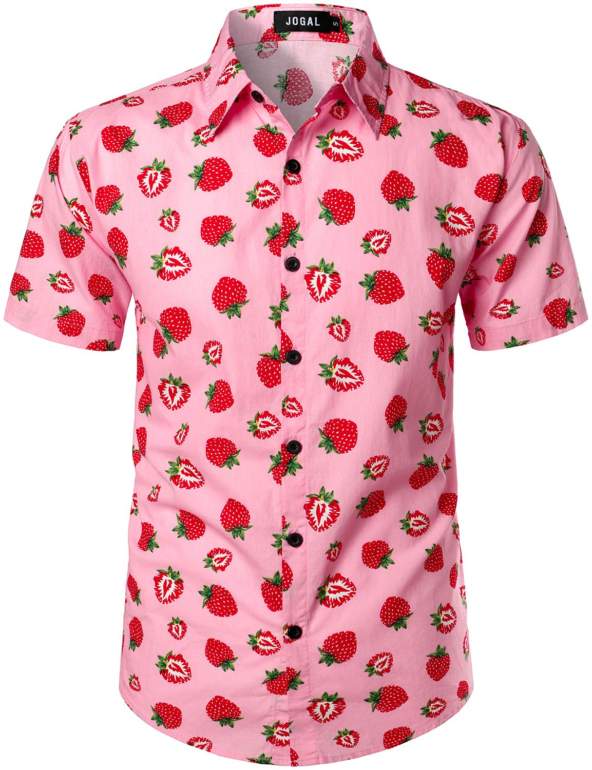 JOGAL Camicia hawaiana a maniche corte con bottoni in cotone da uomo