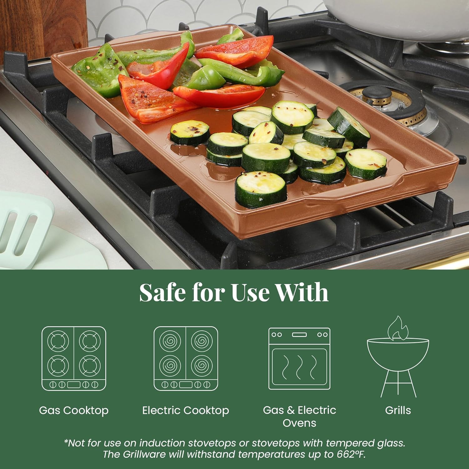 Larder & Vine Indoor/Outdoor Ceramic Stoneware Flat Top Griddle Handmade in Italy