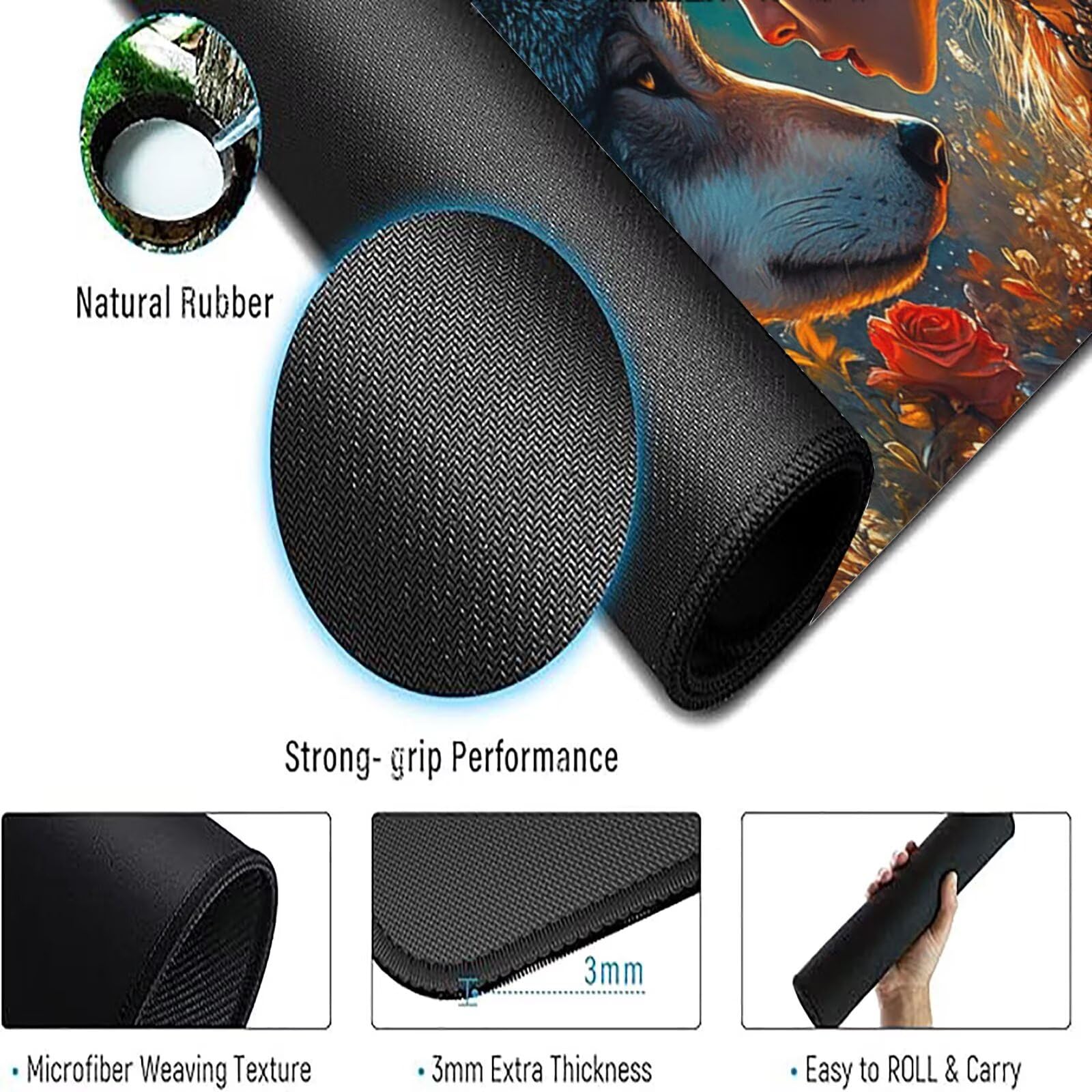 Podkładka pod mysz XXL 1400 x 700 mm kwiaty podkładka pod mysz zwierzę biurko podkładka pod mysz podkładka do gier antypoślizgowa gumowa podstawa zszyte krawędzie akcesoria biurowe do gier do biura i