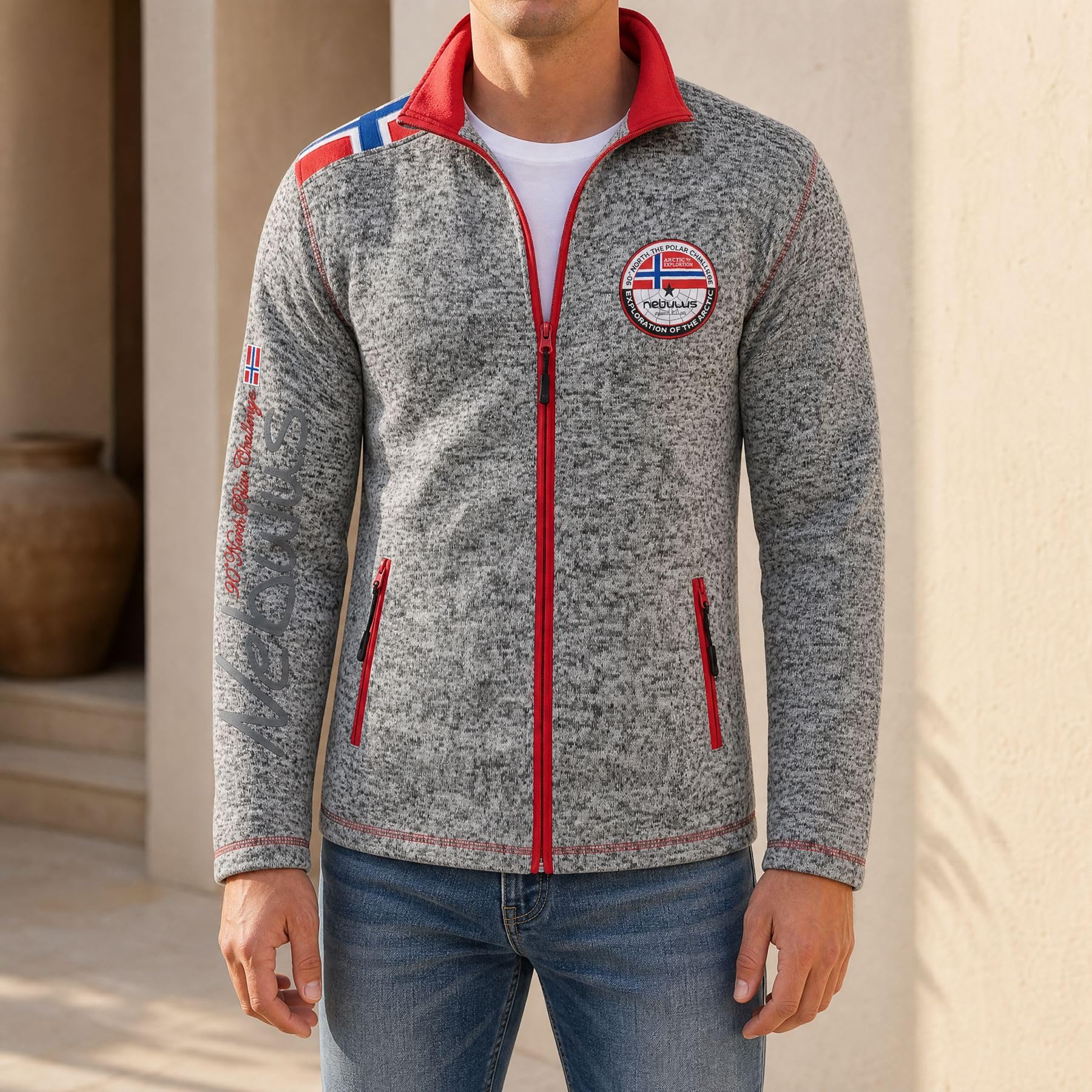 Nebulus Herren Fleecejacke NORKY, warme Fleece Jacke, mit langem Full-Zip Reißverschluss