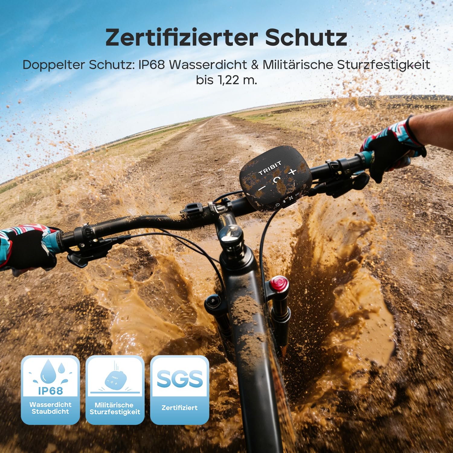 Tribit StormBox Micro 3 Bluetooth Lautsprecher mit 13W XBass Sound, Bluetooth 6.0, 24 Std., IP68 Wasserdicht, TWS, Fahrradlautsprecher mit Gurt & Magnetische Fixierung für Golf, Outdoor und Reisen