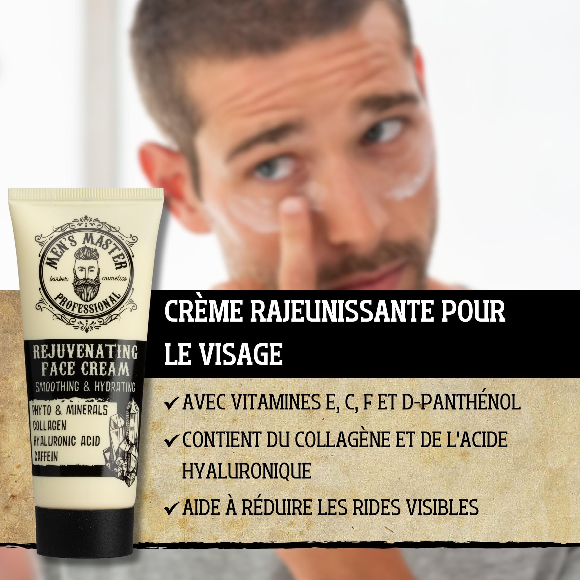 Men's Master Ensemble-Cadeau de Rasage 3 Pièces pour Homme | Mousse a Raser Hydratante | Lotion Après Rasage | Apaisant et Crème Rajeunissant Anti-rides | Soins pour Visage | Ensemble-Cadeau pour lui