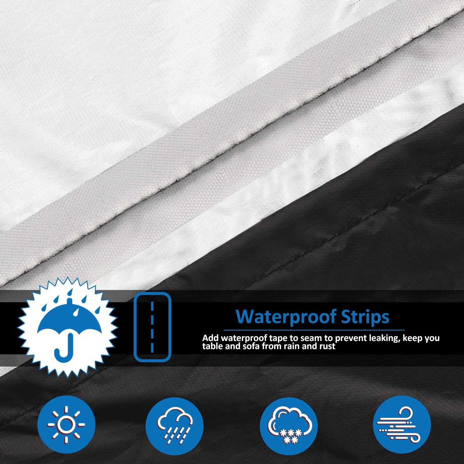 Funda para Mesa Jardín Exterior Impermeable, 420D Oxford Funda Protectora Muebles Jardín Terraza Resistente al Viento Nieve Sol, Cubierta Mesa Jardín Exterior Anti-UV 200x200x85cm