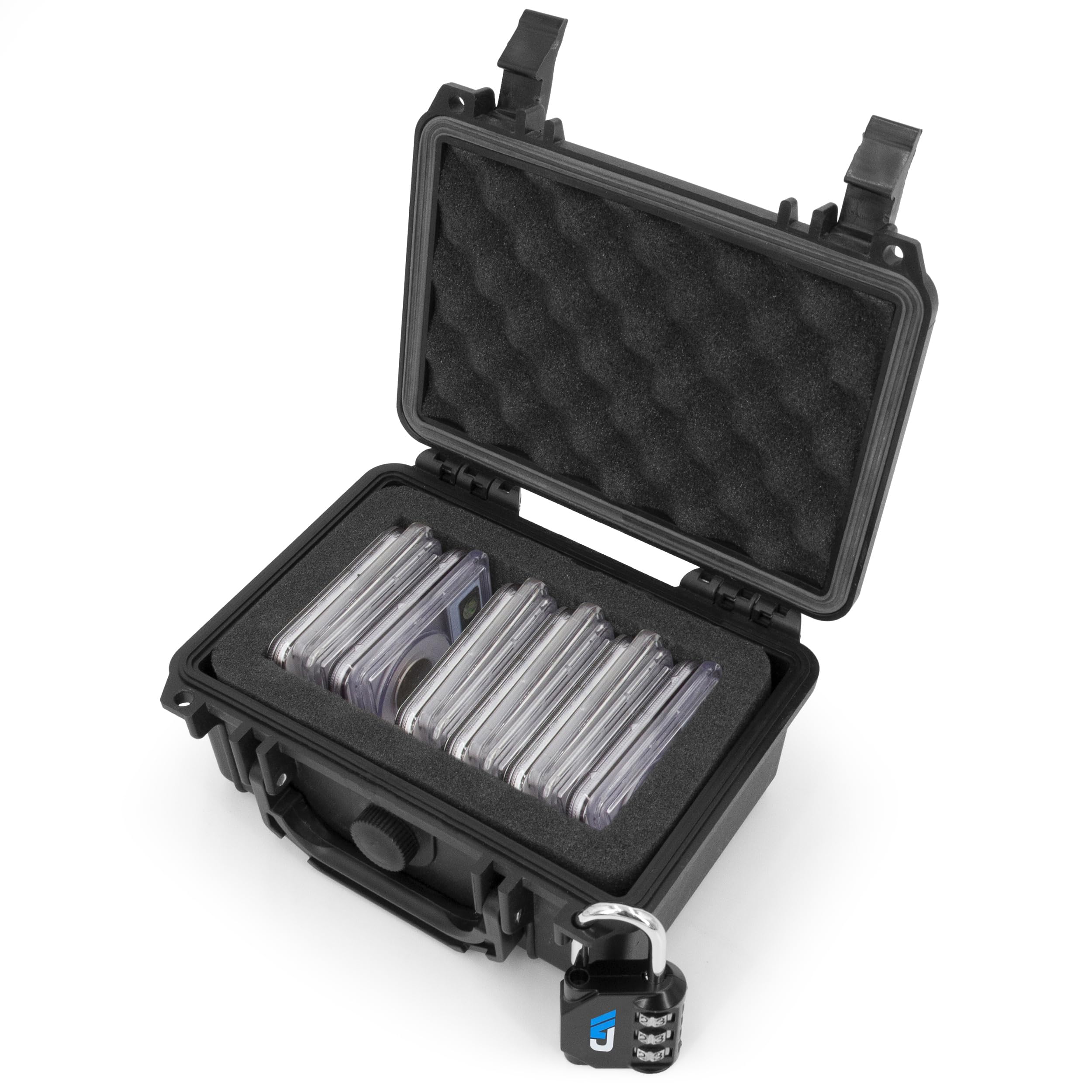 CASEMATIX Graded Coin Case Compatible with 15+ PCGS or NGC Coin Slabs, Waterproof Coin Storage Box with Customizable Foam Will Fit Most Coin Holders