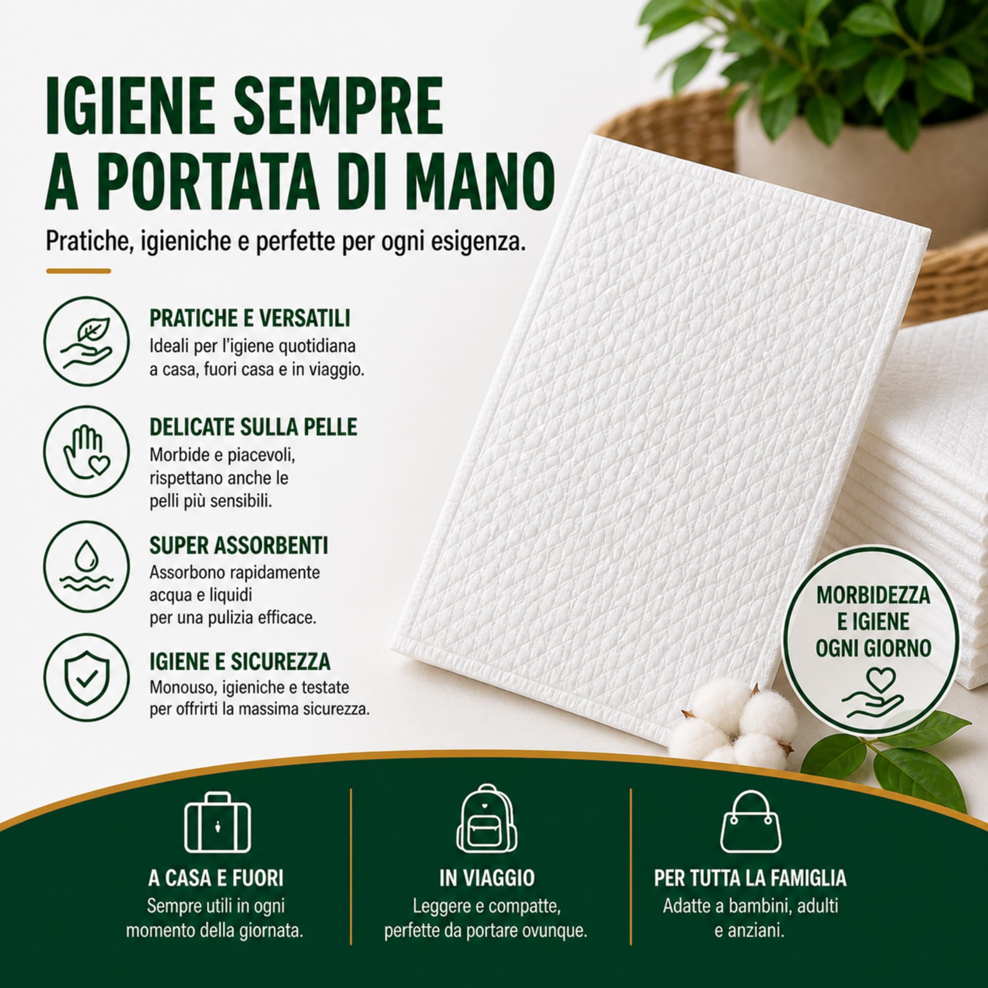 200 Guanti da Bagno Usa e Getta Ultra Morbidi - Non Tessuti Imbottiti - Per Cura Medica e Igiene - Bianchi - Le Pro del Medicale