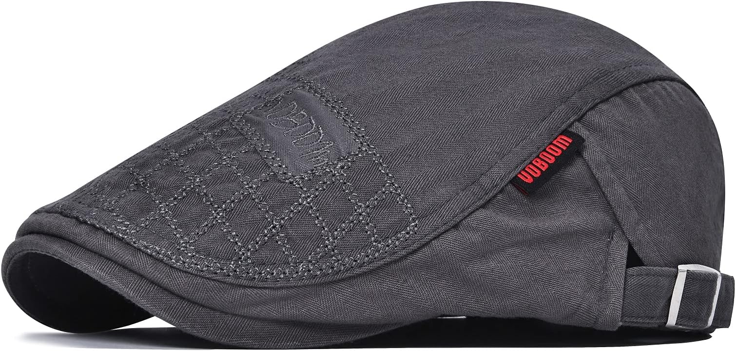 Men Cotton Adjustable Newsboy Beret Ivy Cap Cabbie Flat Hat
