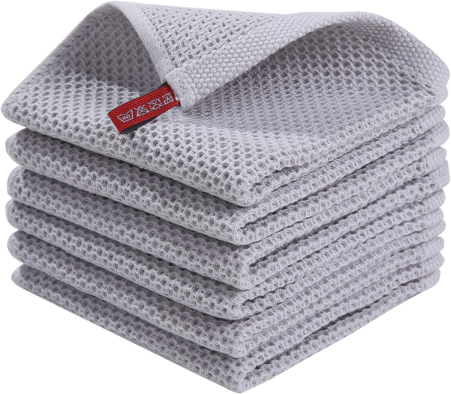 Homaxy 100 Cotton Waffle Weave Kitchen Dish Cloths, Ultra Soft Absorbent Quick