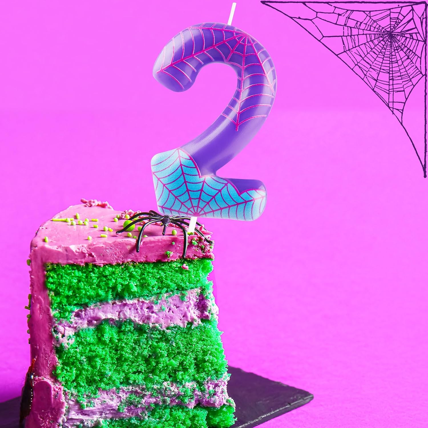 Purple Spider 4th Birthday Candles Spider Themed Number 4 Candle Cake Topper Spider Cartoon Birthday Cake Decorations for Boys Girls Kids Party Supplies