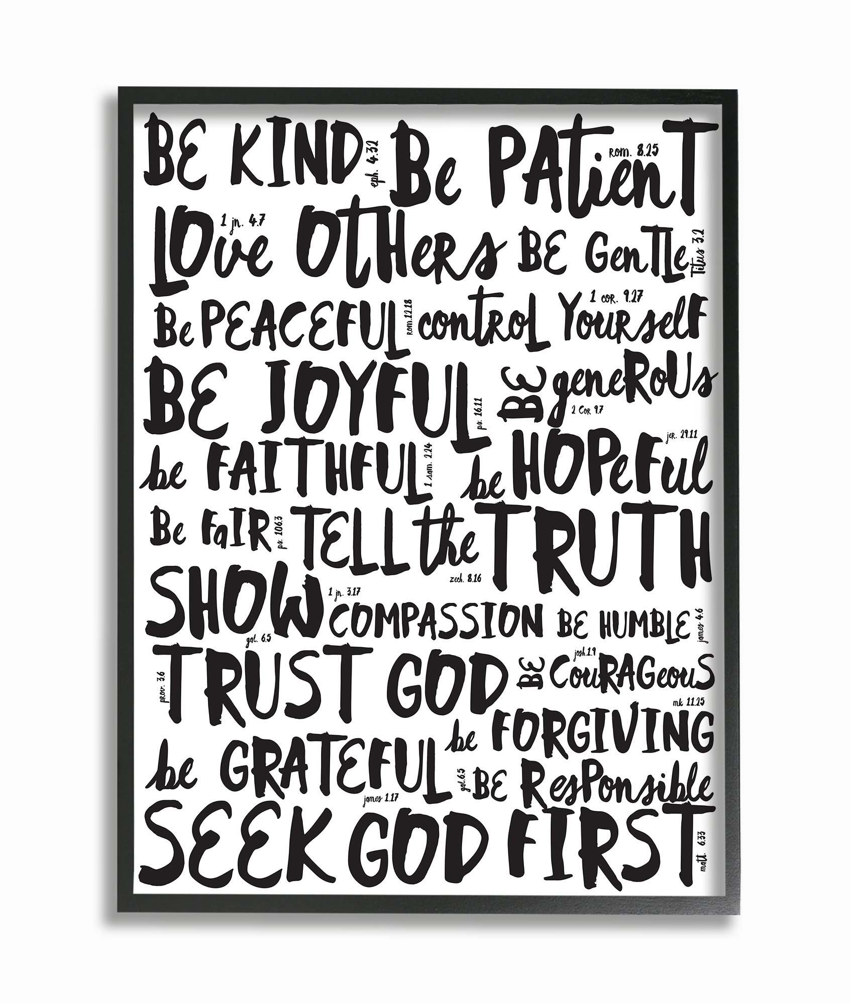 Stupell IndustriesHome Décor Virtues Black and White Typography Oversized Framed Giclee Texturized Art by EtchLife, 16 x 1.5 x 20, Proudly Made in USA