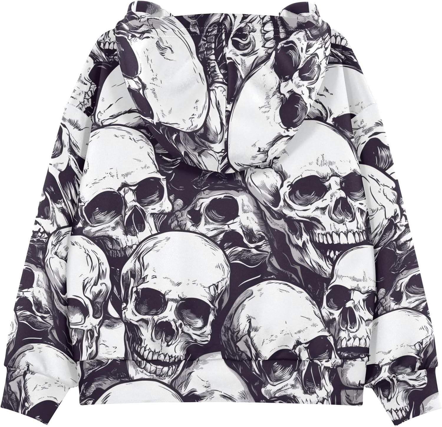 ZZXXB Skeleton Pattern Kids Sweatshirts Boys Girls Hooded Kangaroo Pocket Pullover Tops XS-XXL