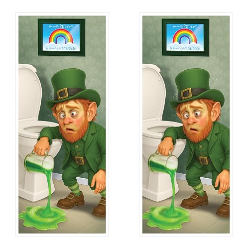 Beistle Leprechaun Restroom Door Covers – 2 Pack, All-Weather Thin