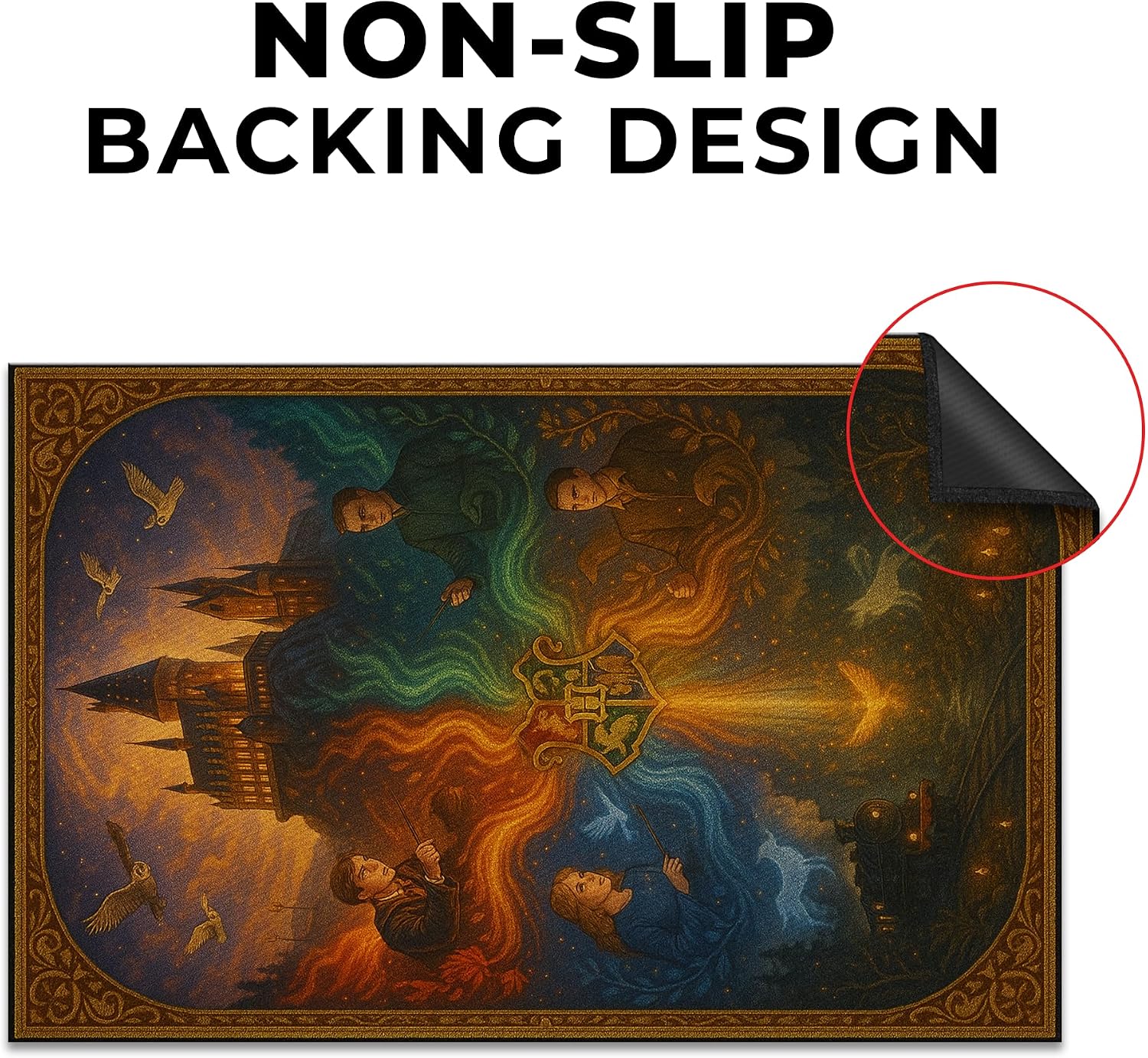DreamController Hary Poter Custom Rugs for Gamer Room (62x40inch)| Playroom Carpets Inspired by Games & Hary Poter Hogwartts Decor for Gamers | Gamer Room Decor for Kids Teen Anti-Slip Gaming Mats