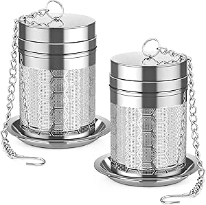 Tea Infusers for Loose Tea, (2 Pack) 18/8 Stainless Steel Tea Strainer Set, Extra Fine Mesh Tea Steeper for Brew Tea, Spices &amp; Seasoning