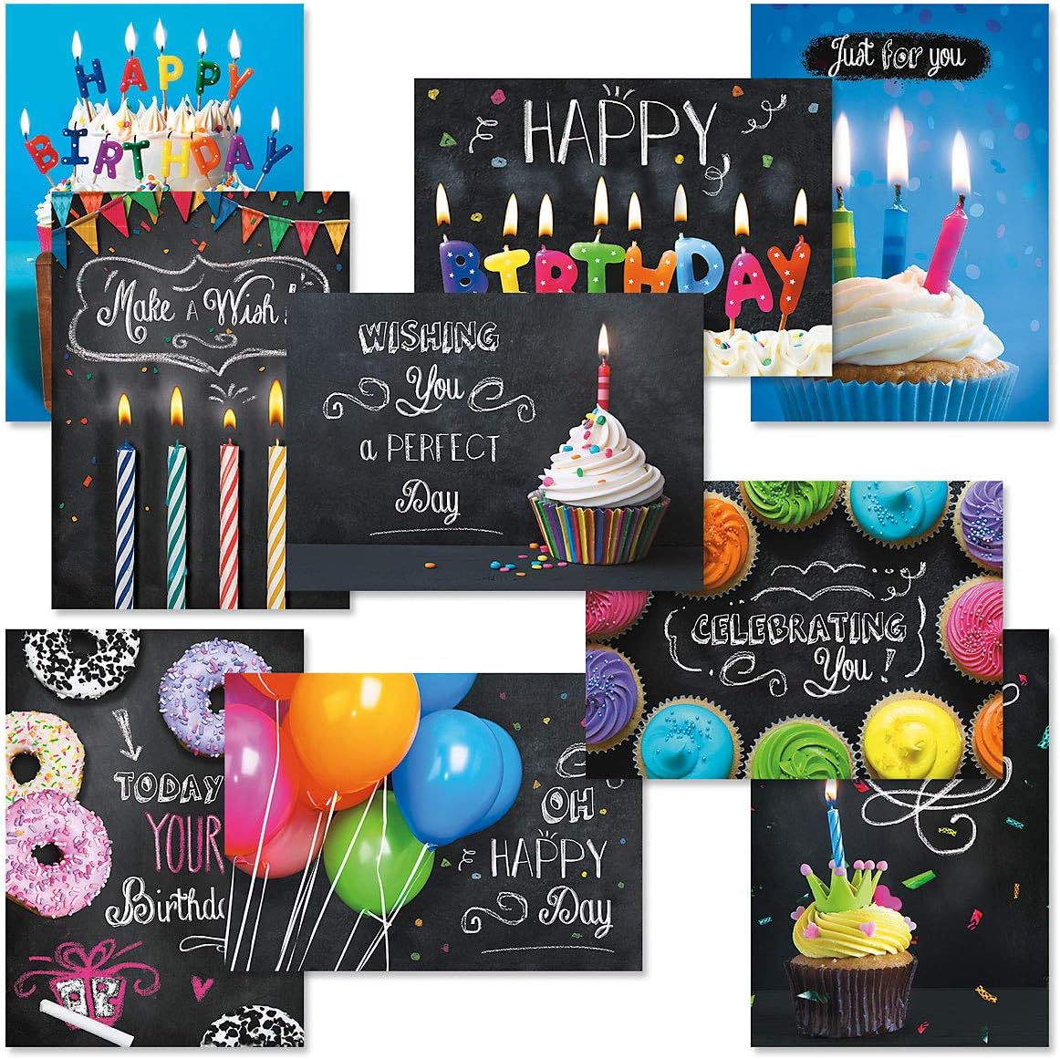 100 Happy Birthday Cards Bulk with Envelopes, Stickers