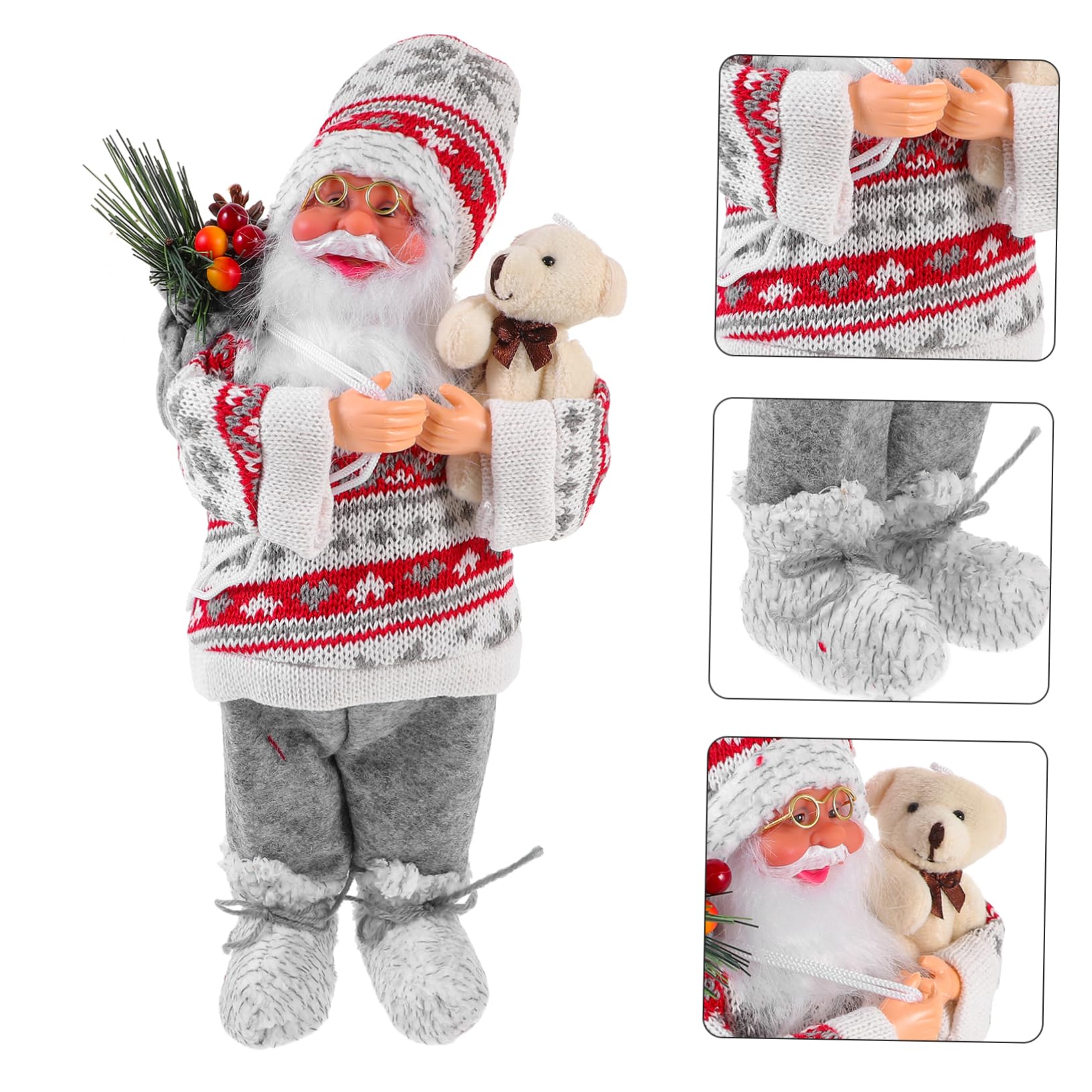 POPETPOP 2 Pezzi Babbo Natale Bambola Decorazione Natalizia Babbo Natale Statua In Piedi Grigio Rosso Clause Scultura Peluche Ornamenti Decorazioni Illuminate Statue Tradizionali Cartone