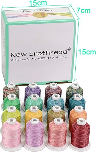 Miniatura 8 de New brothread - 18 opciones - Hilo multiusos de algodón 100% mercerizado 50S/3 600M cada carrete para acolchado, serger, coser y bordar - 8 x blanco